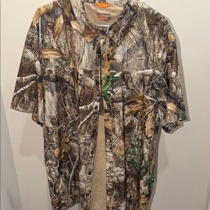 Magellan Outdoors Realtree Camo Short-Sleeve Button Shirt - Brown/Green/Gray